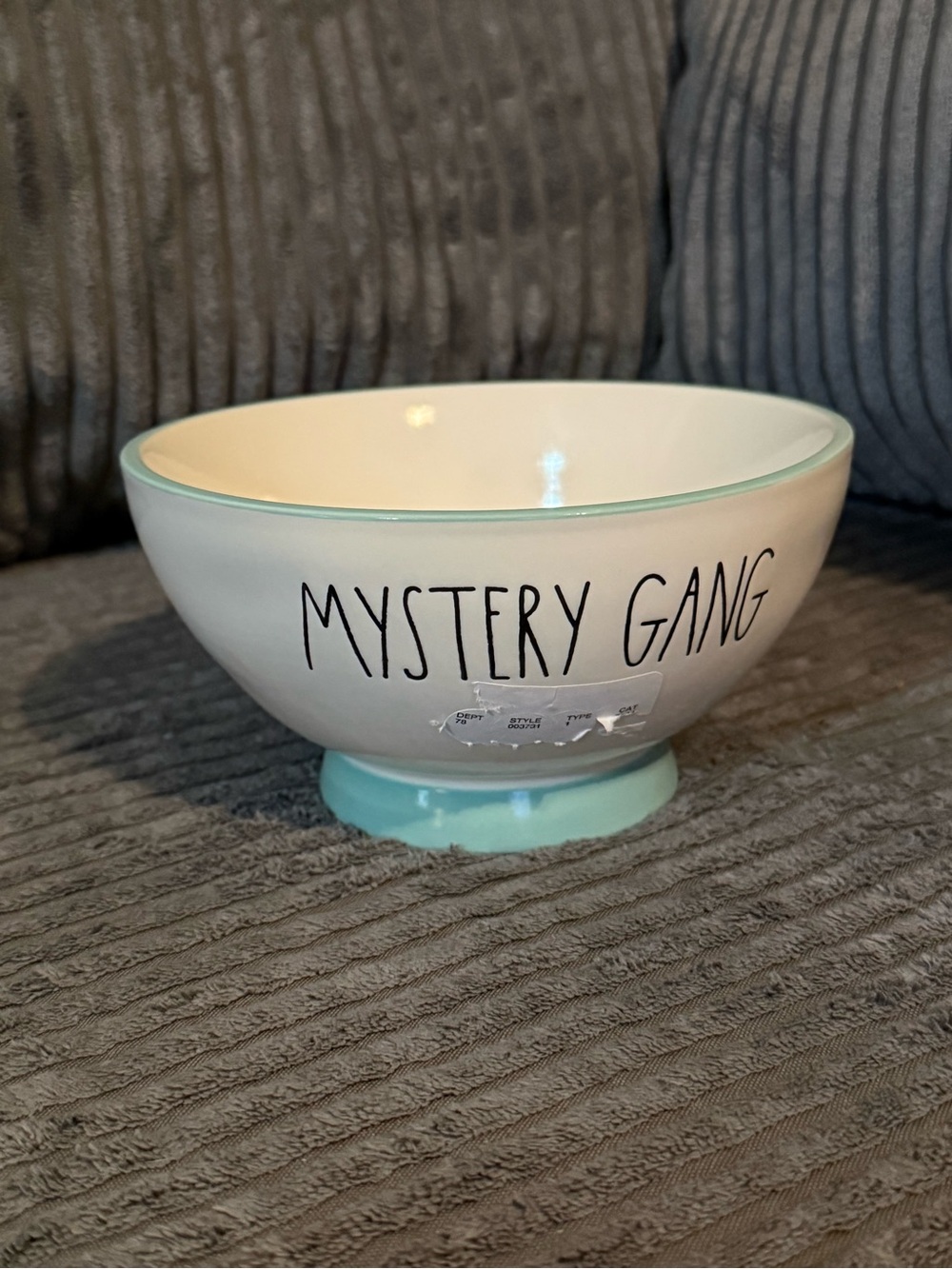 Rae Dunn "Mystery Gang" Ceramic Bowl in Blue and White- NWT